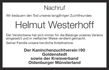 Anzeige von Helmut Westerhoff von OM-Medien
