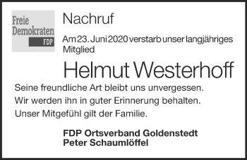 Anzeige von Helmut Westerhoff von OM-Medien