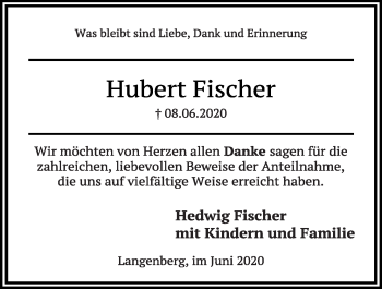 Anzeige von Hubert Fischer von OM-Medien