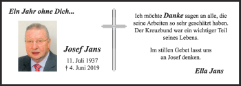 Anzeige von Josef Jans von OM-Medien