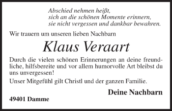 Anzeige von Klaus Veraart von OM-Medien