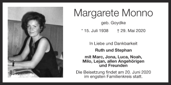 Anzeige von Margarete Monno von OM-Medien