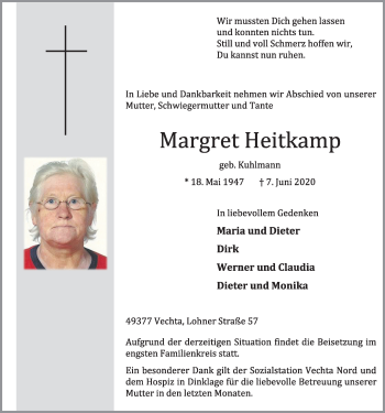 Anzeige von Margret Heitkamp von OM-Medien