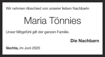Anzeige von Maria Tönnies von OM-Medien
