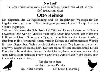 Anzeige von Otto Reinke von OM-Medien