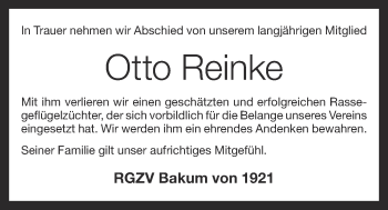 Anzeige von Otto Reinke von OM-Medien