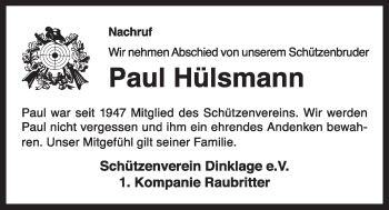 Anzeige von Paul Hülsmann von OM-Medien