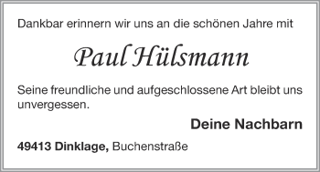 Anzeige von Paul Hülsmann von OM-Medien