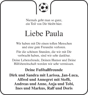 Anzeige von Paula Brinkert-Odenthal von OM-Medien