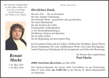 Anzeige von Renate Macke von OM-Medien