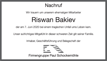 Anzeige von Riswan Bakiev von OM-Medien