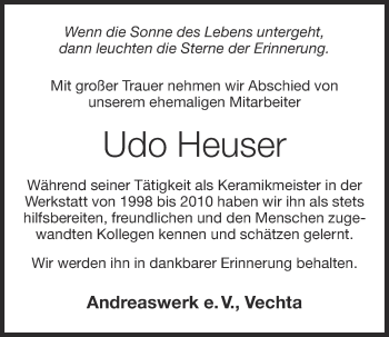 Anzeige von Udo Heuser von OM-Medien
