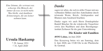 Anzeige von Ursula Haskamp von OM-Medien