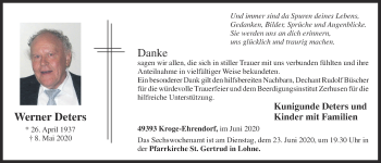 Anzeige von Werner Deters von OM-Medien