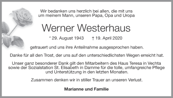 Anzeige von Werner Westerhaus von OM-Medien