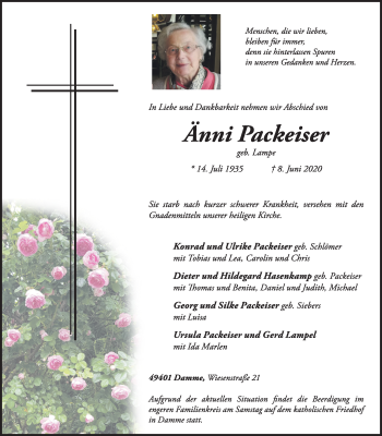 Anzeige von Änni Packeiser von OM-Medien