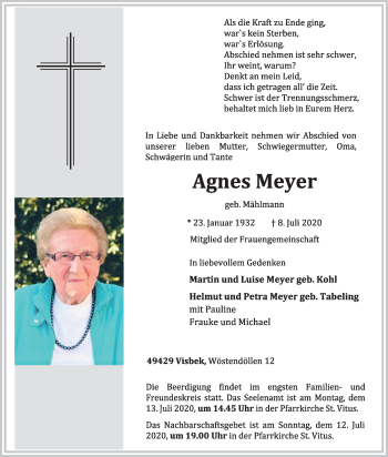 Anzeige von Agnes Meyer von OM-Medien