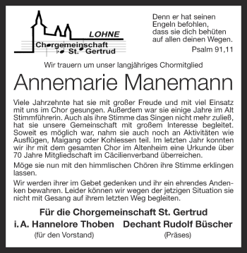 Anzeige von Annemarie Manemann von OM-Medien