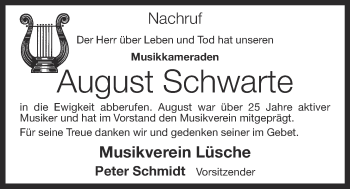 Anzeige von August Schwarte von OM-Medien