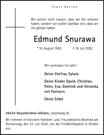 Anzeige von Edmund Snurawa von OM-Medien