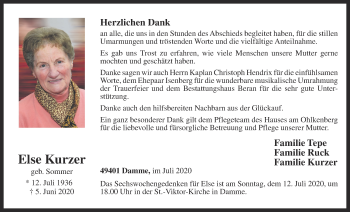 Anzeige von Else Kurzer von OM-Medien