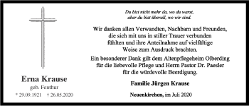 Anzeige von Erna Krause von OM-Medien