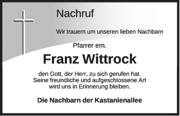 Anzeige von Franz Wittrock von OM-Medien