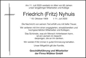 Anzeige von Friedrich Nyhuis von OM-Medien