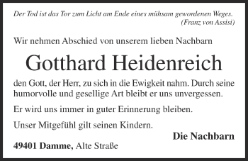 Anzeige von Gotthard Heidenreich von OM-Medien