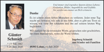 Anzeige von Günter Schmidt von OM-Medien