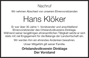 Anzeige von Hans Klöker von OM-Medien
