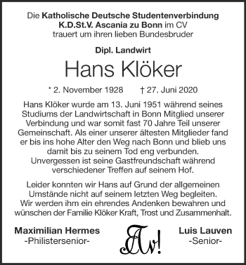 Anzeige von Hans Klöker von OM-Medien