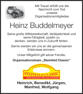 Anzeige von Heinz Buddelmeyer von OM-Medien