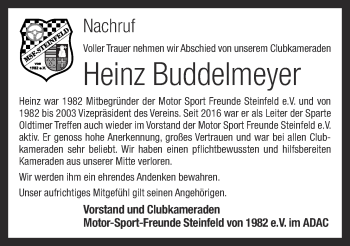 Anzeige von Heinz Buddelmeyer von OM-Medien