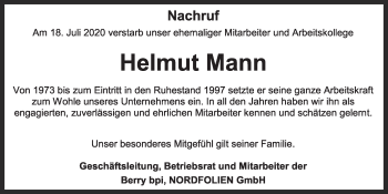 Anzeige von Helmut Mann von OM-Medien
