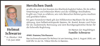 Anzeige von Helmut Schwarze von OM-Medien