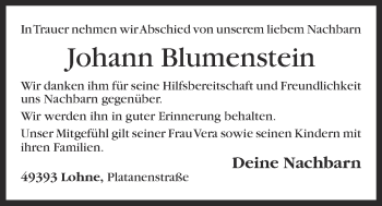 Anzeige von Johann Blumenstein von OM-Medien