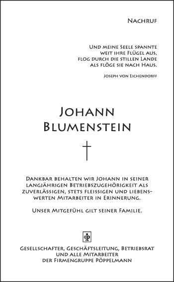 Anzeige von Johann Blumenstein von OM-Medien