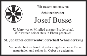 Anzeige von Josef Busse von OM-Medien