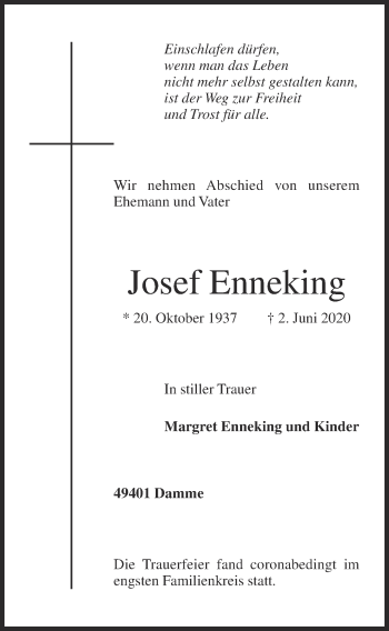 Anzeige von Josef Enneking von OM-Medien