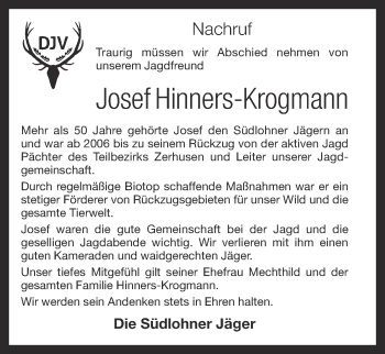 Anzeige von Josef Hinners-Krogmann von OM-Medien