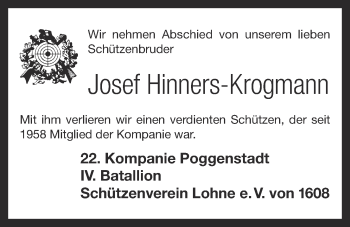 Anzeige von Josef Hinners-Krogmann von OM-Medien