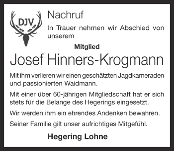 Anzeige von Josef Hinners-Krogmann von OM-Medien