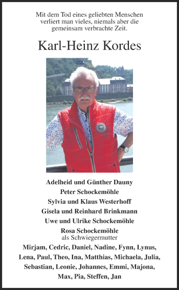 Anzeige von Karl-Heinz Kordes von OM-Medien