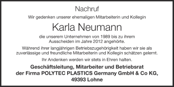 Anzeige von Karla Neumann von OM-Medien