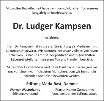Anzeige von Ludger Kampsen von OM-Medien