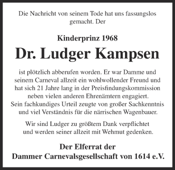 Anzeige von Ludger Kampsen von OM-Medien