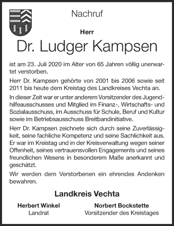 Anzeige von Ludger Kampsen von OM-Medien