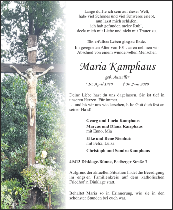 Anzeige von Maria Kamphaus von OM-Medien