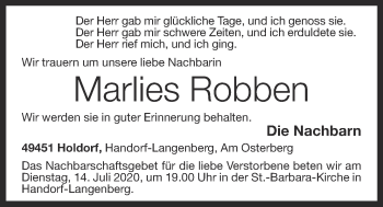 Anzeige von Marlies Robben von OM-Medien